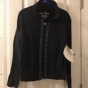 Ladies Black Zippered Sweatshirt